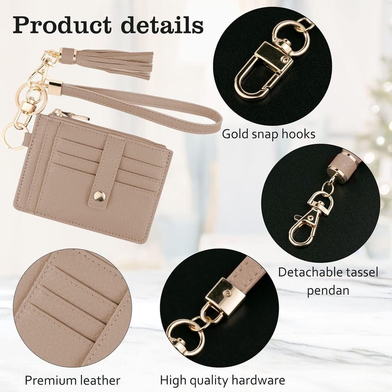 KNGITRYI Small Wristlet Wallets for Women RFID Credit Card Holder Wallet Keychain Wristlet Wallet Credit Card Wallets for Women (Khaki) - Image 3